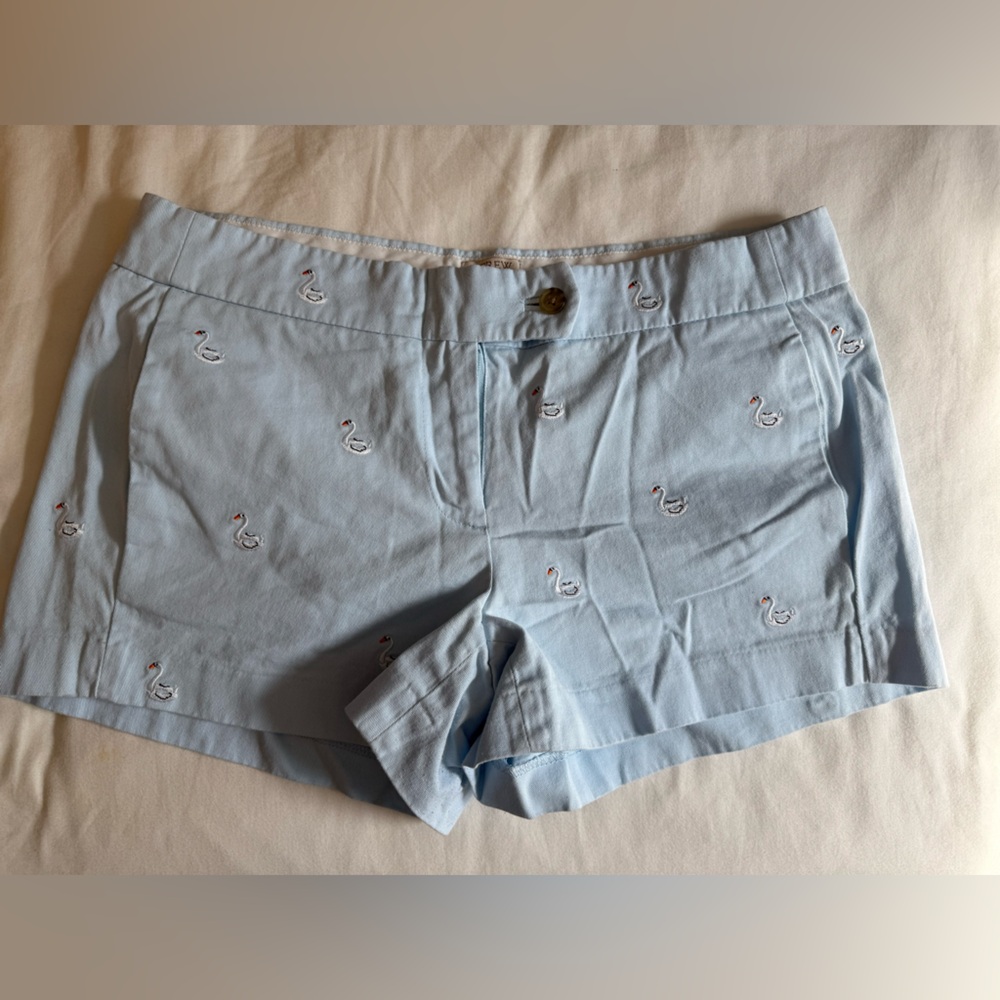 Light Blue Embroidered Women's Shorts